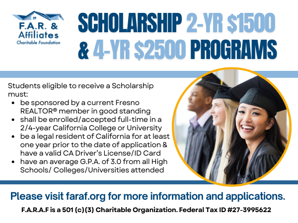 Applications are now being accepted for the F.A.R.A.F. 2 and 4 Year College or University Student Scholarships – Deadline 05.23.24
