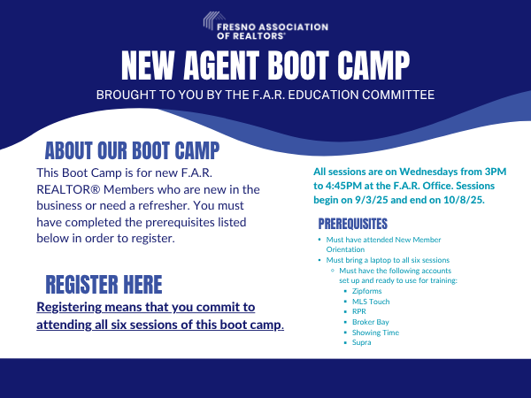 New Agent Boot Camp Starting 09.03.25